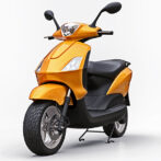 Modern urban orange moped on a white background. 3d illustration